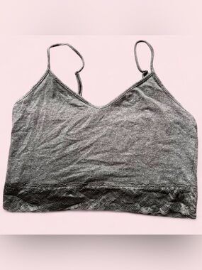 BONGO Gray Lace-Hem V-Neck Cropped Camisole, Size M